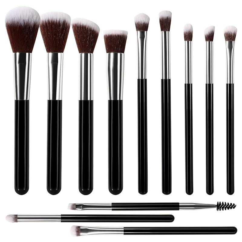 Kit de Pincéis de Maquiagem ACMEBEAUTY com 12 Unidades, Tamanho Mini para Base, Blush, Sombra e Pó