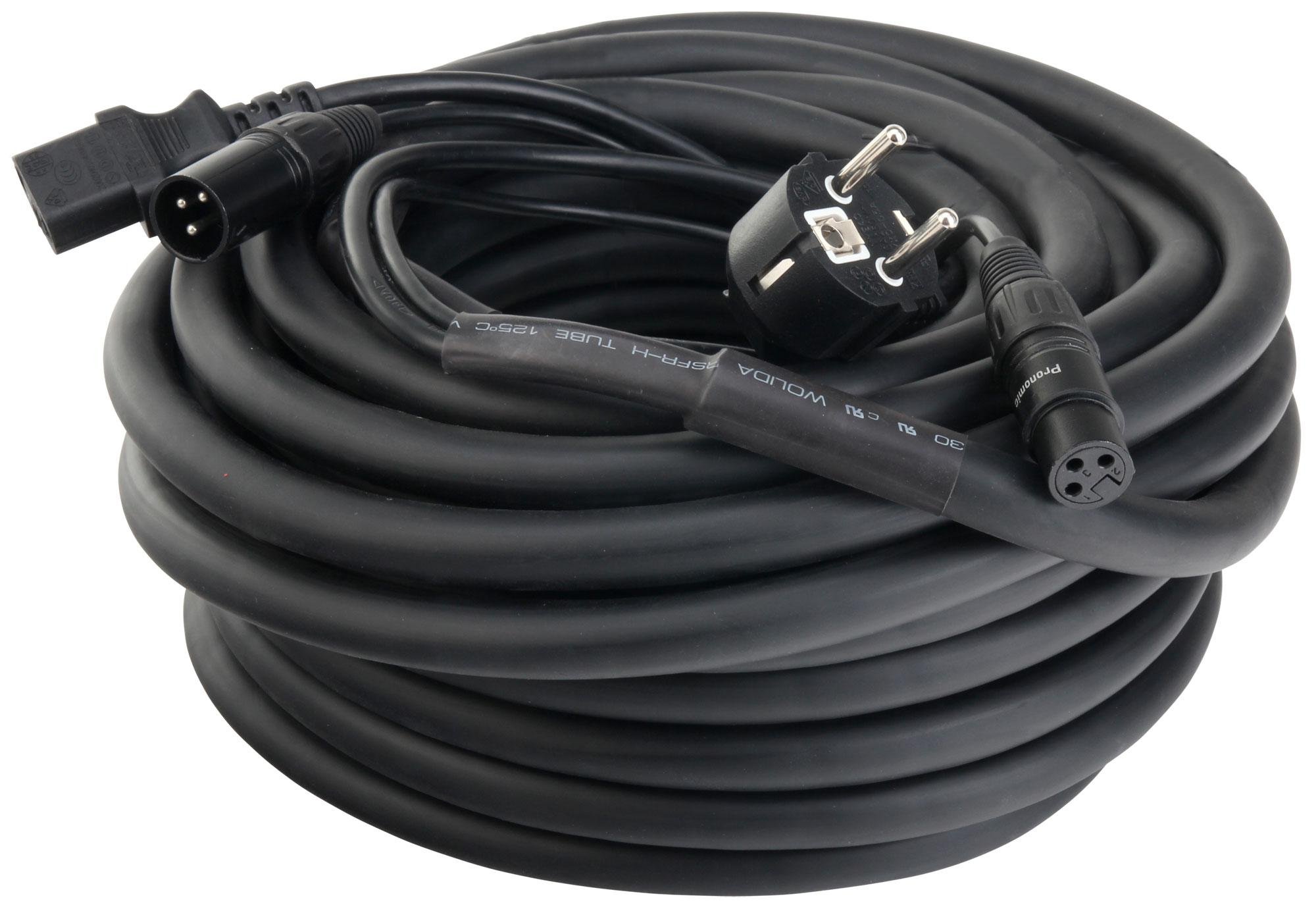 Pronomic Stage EUIECX-15 Hybridkabel Schukostecker auf Kaltgerätebuchse, XLR/XLR 15m (ideal zur Verkabelung von Aktiv Boxen, PA Lautsprechern, Lichteffekten & Bühnenbeleuchtung)