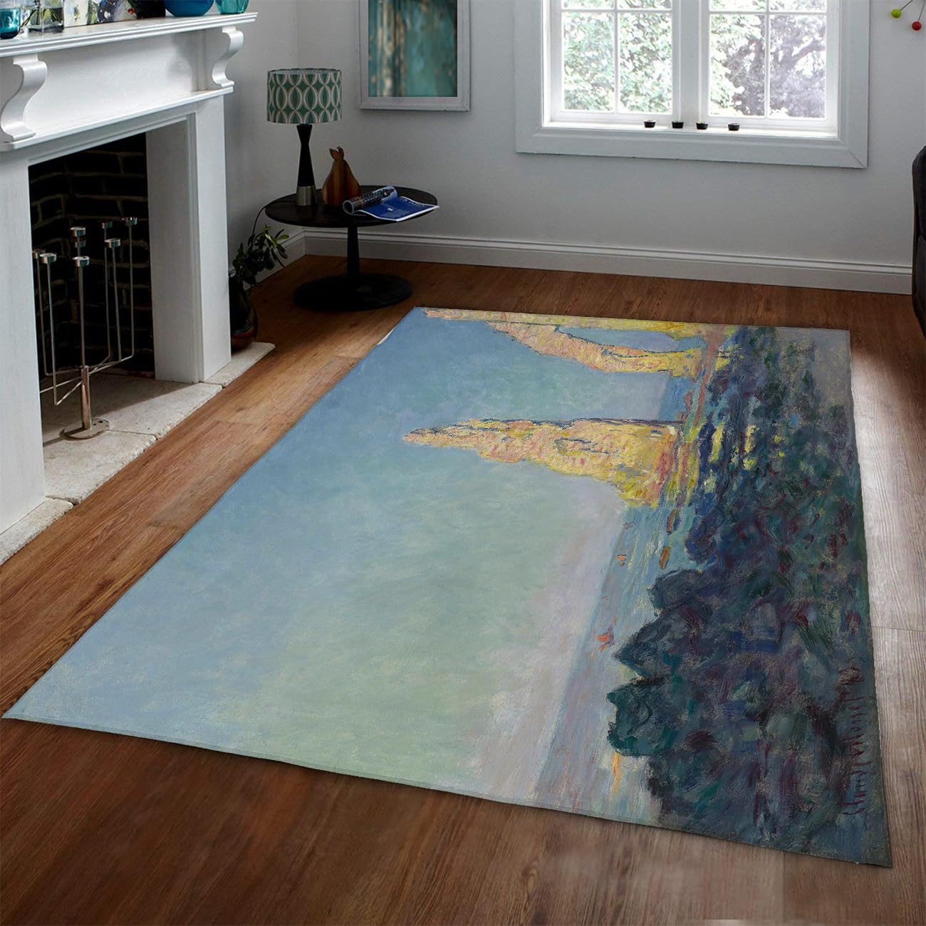 Tapis salon Monet Étretat antidérapant pour réveils en douceur
