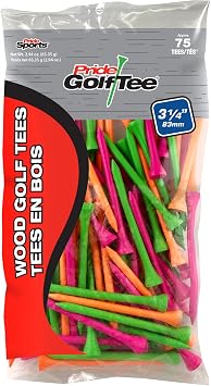Pride Golf Tee, 3-1/4 inch Deluxe Tee, 75 Count