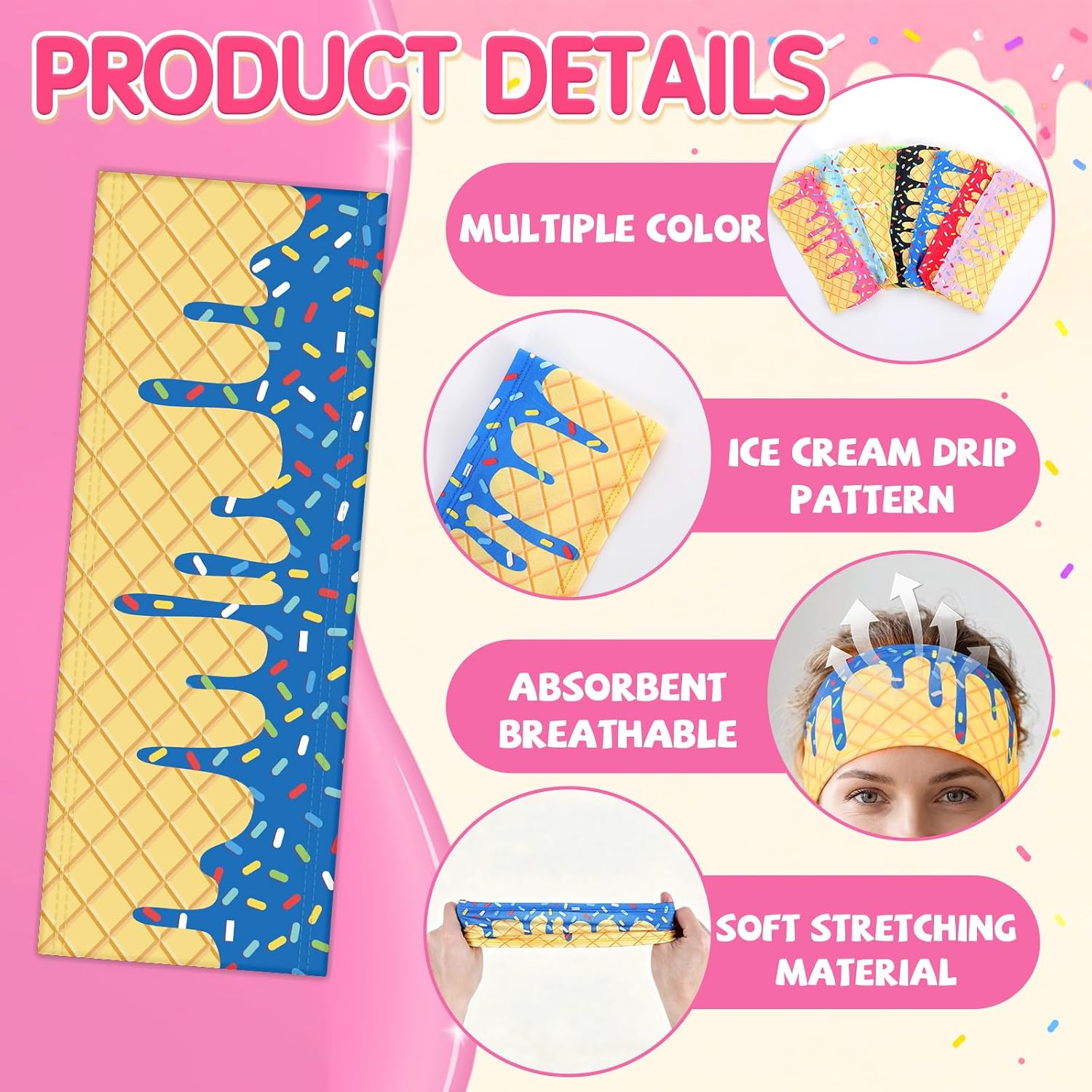 gisgfim Teenager Baseball Ice Cream Drip Headband Sport Party Favors