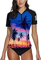 Vista 50 de BesserBay Women’s Rash Guard Shirt UPF 50+ Half Zip Short Sleeve Quick Dry Swim Shirt Swimsuit Tops