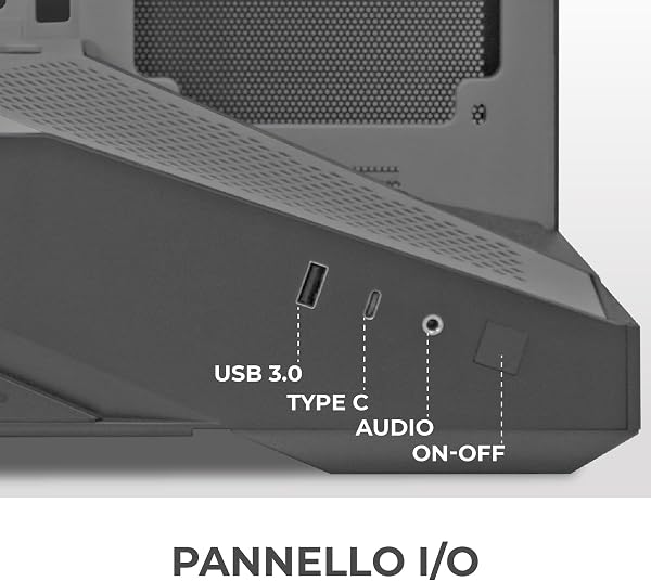Noua Cool GH200 | Case PC Gaming ATX Mid Tower | Ventola PWM Led ARGB | USB 3.0 e Type-C | Supporto Raffreddamento Liquido 360 mm | Vetro Temperato e Mesh | Bianco - 3