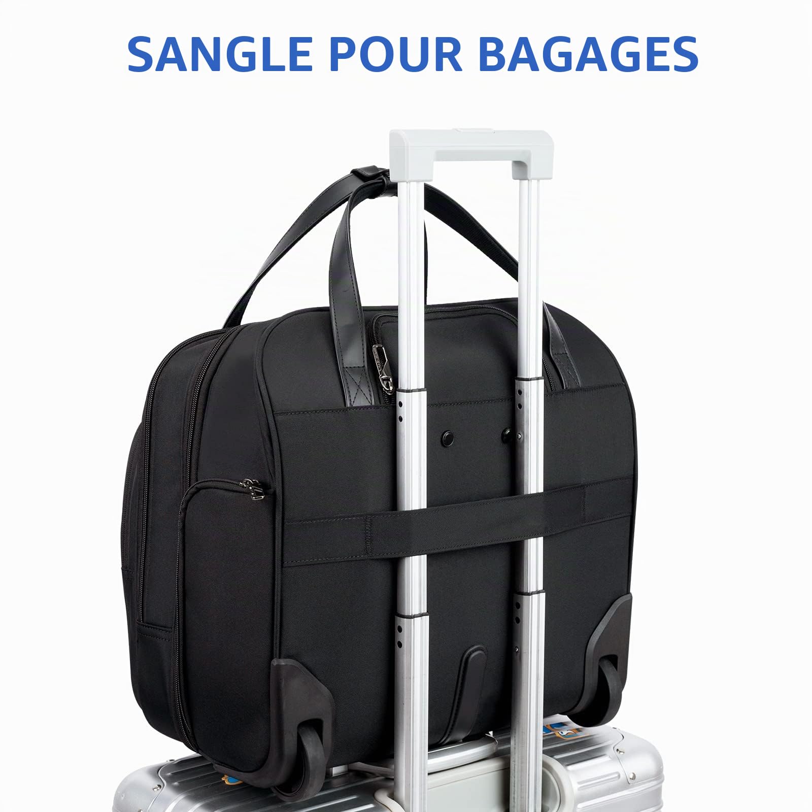 VANKEAN Sacoche à roulettes pour Ordinateur Portable pour Femme, Sac de Voyage à roulettes de qualité supérieure pour Ordinateur Portable jusqu'à 15,6 Pouces, Mallette étanche avec Poches RFID