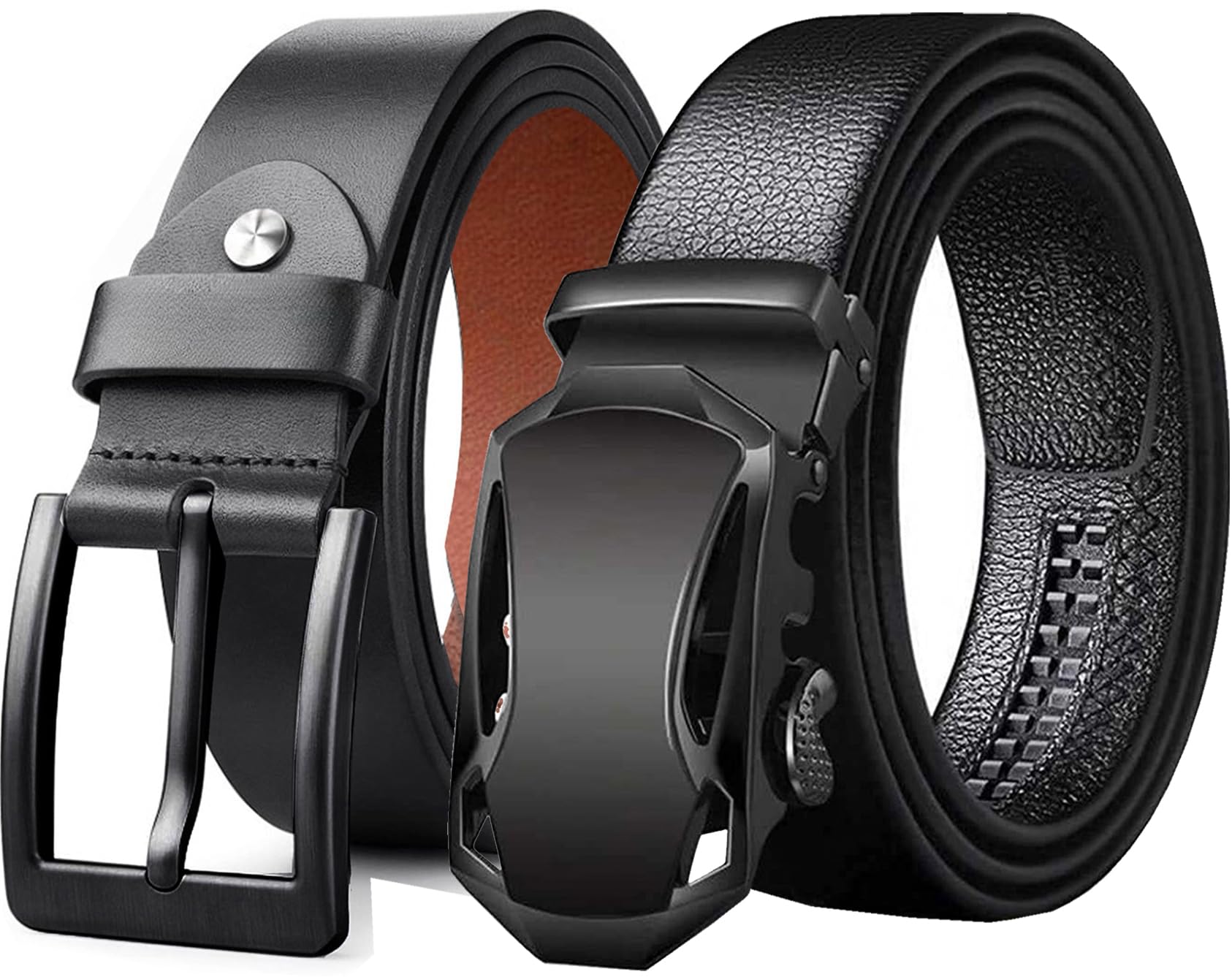 Men's Belt Combo | Pack of 2 | Genuine & PU Leather | Black | Sizes 30-44-image-23