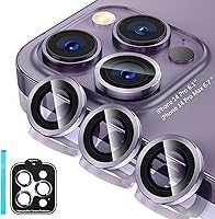 Vista 13 de Tensea Protector de lente de cámara para iPhone 14 Pro Max, protector de lente de cámara de vidrio templado 9H, protector de pantalla, anillo