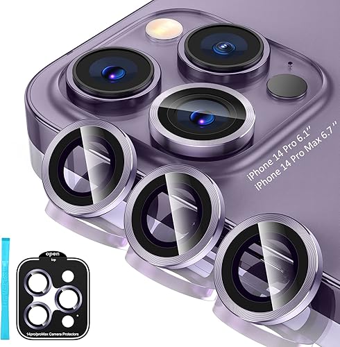 Miniatura 42 de Tensea Protector de lente de cámara para iPhone 14 Pro/iPhone 14 Pro Max, protector de pantalla de vidrio templado 9H, protector de anillo Purpurina