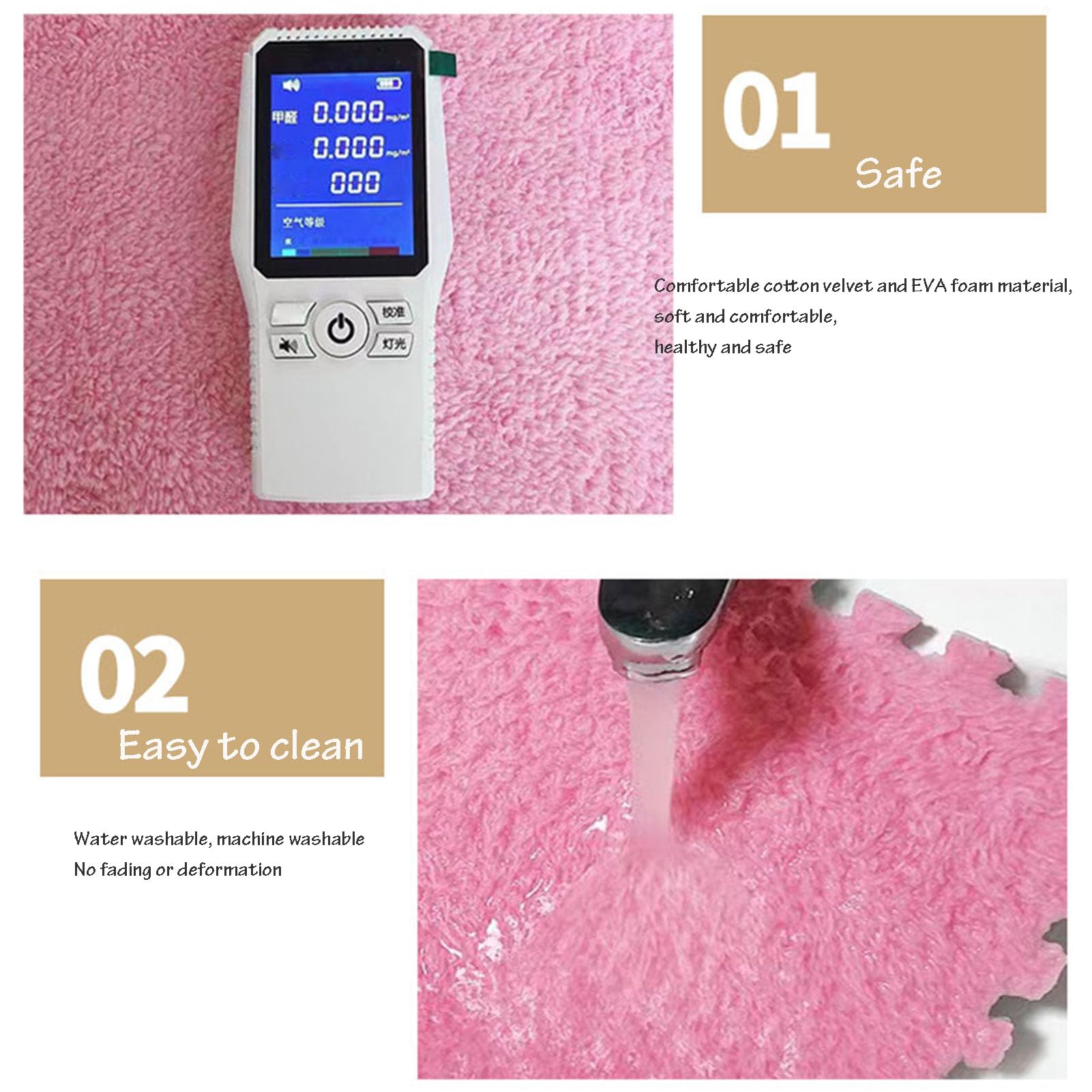 Weiche Schaumstoff-Teppichfliesen – 10 Stück, 30 x 30 cm, Flauschige, ineinandergreifende Teppiche, rutschfeste Matten für Wohn- und Schlafzimmer, Weiß & Grau, Puzzle-Spielmatte, 1 cm dick