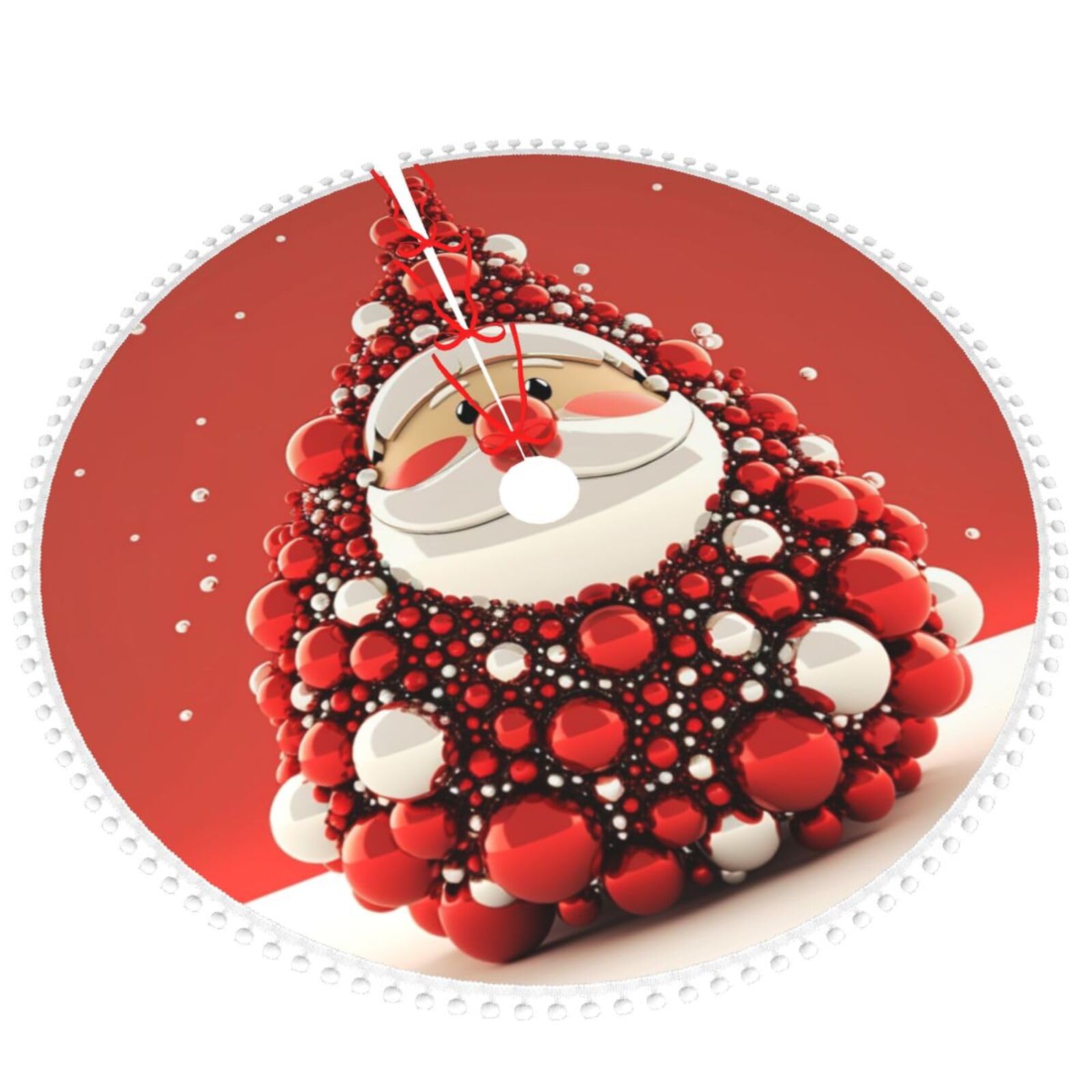 Jupe de sapin de Noël avec bordure à pompons en peluche tapis de décoration de fête