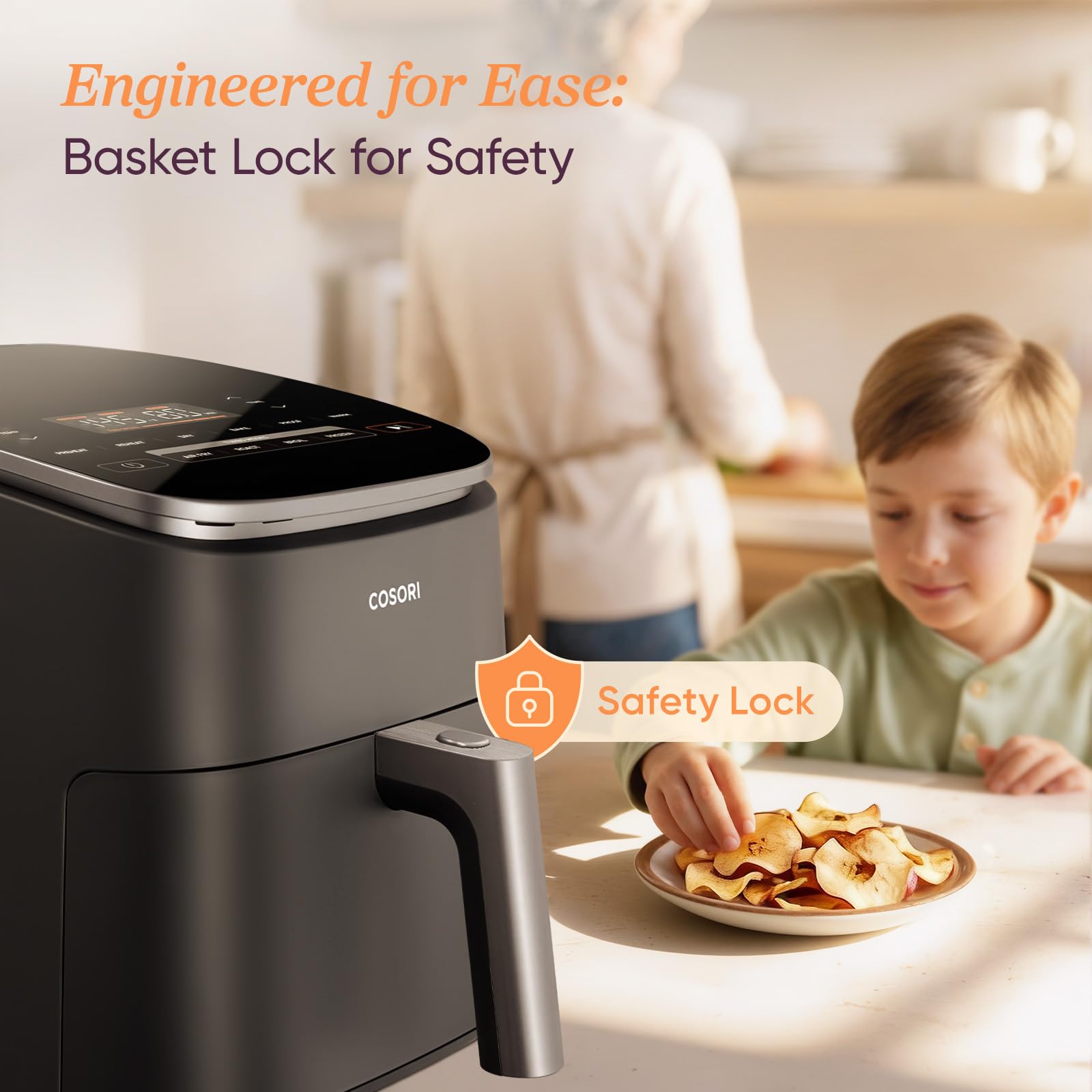 COSORI Friggitrice ad Aria Turbo Blaze 6L (1,36Kg), Air Fryer con DC Motore, 9 Funzioni & 5 Velocità della Ventola Automatica, 110+ Ricette & 96 Tabelle di Cottura degli Ingredienti, 1725W, Argento