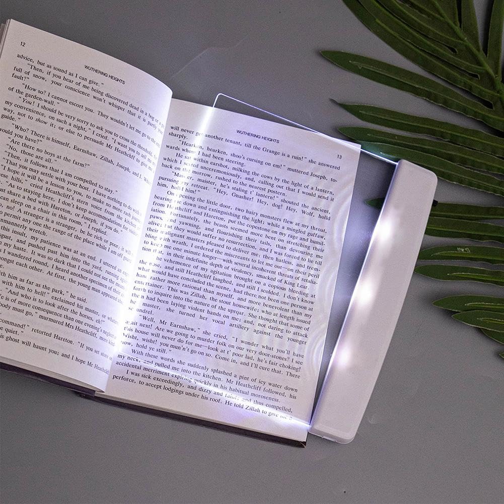 EIRZNGXQ Book Light, Rechargeable Clear LED Flat Reading Light,Multifunctional LED Flat-Panel Night Vision Reading Lamp,Clear Book Page Light at Night,Transparent Page Glow Reading Light (White)