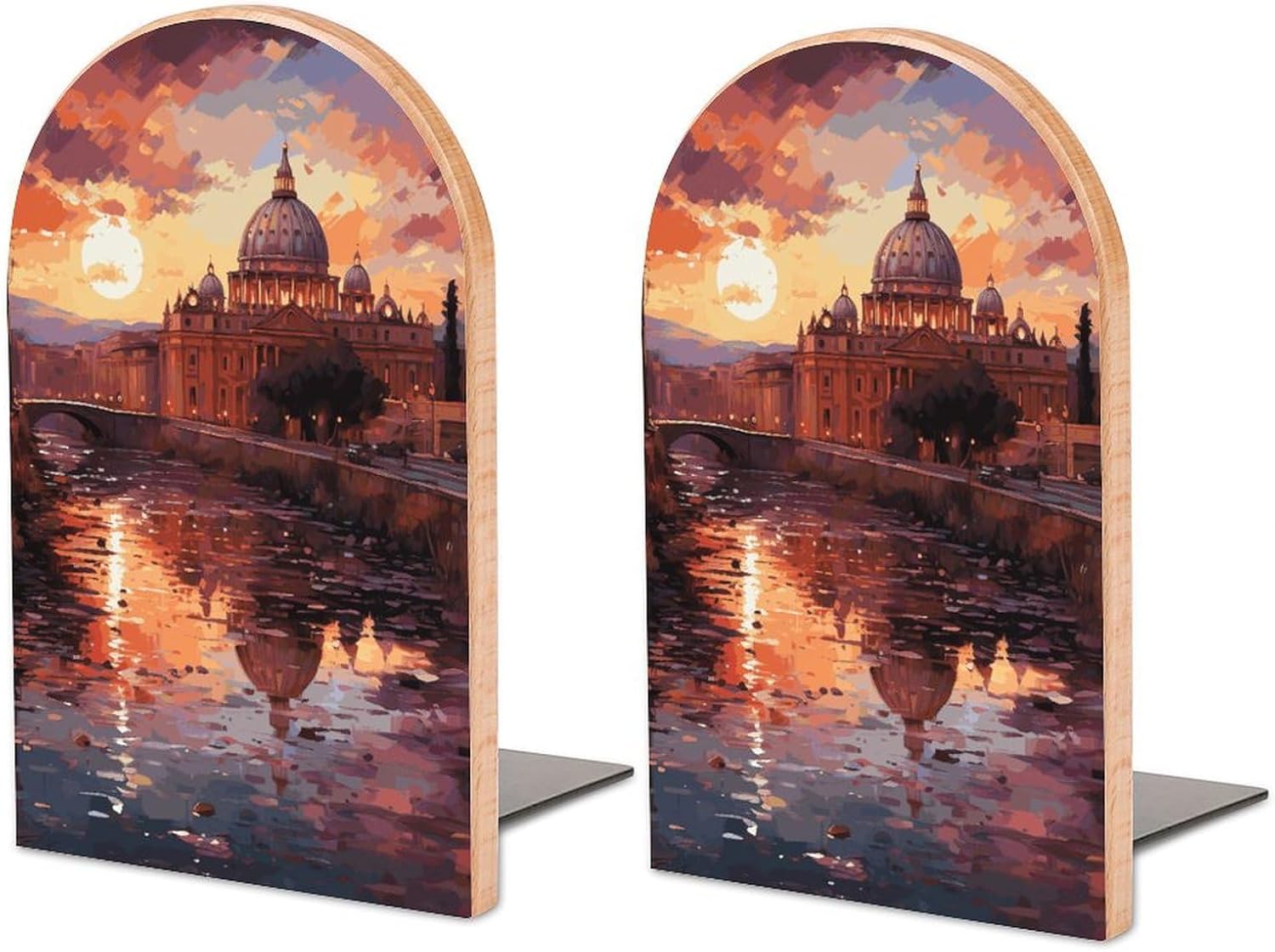Rome Sunset Heavy Duty Wooden Bookend Non-Slip Book Ends