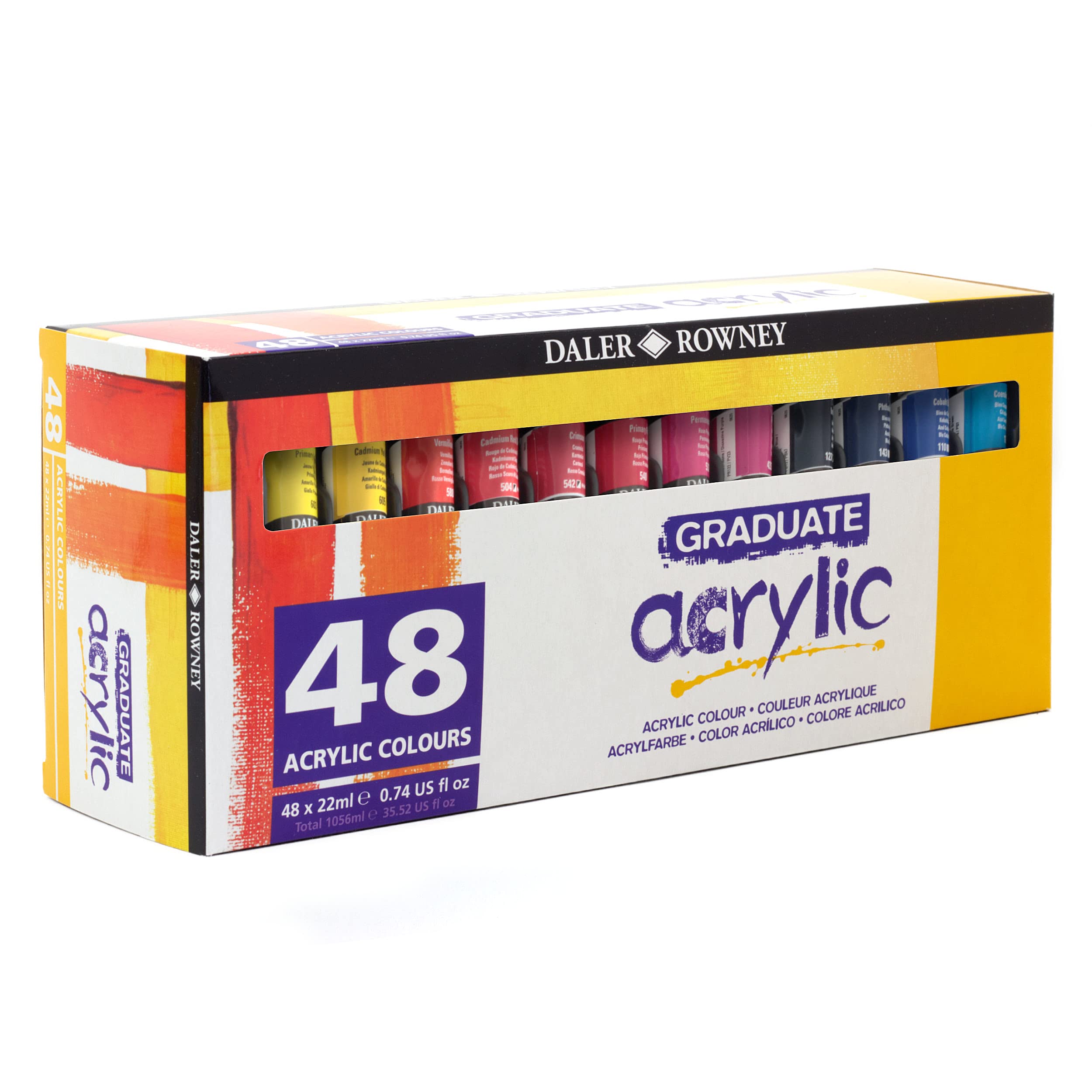 Daler Rowney 123900048 Graduate Acrylfarben-Set, 22 ml, 48 Stück
