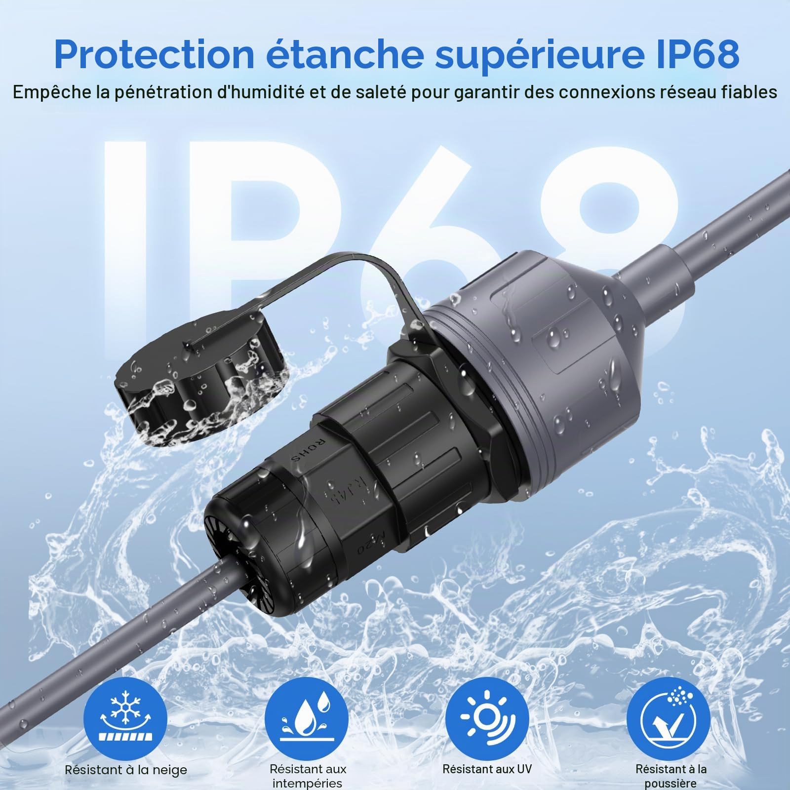 XLTTYWL® Adaptateur Ethernet RJ45 pour Starlink Gen 3 & Mini(Lot de 2) | Pour Gen 3/Mini/V4 (4X), Coupleur SPX vers RJ45, Étanche IP67, 1200Mbps,idéal camping-car, bateau, hors réseau et entreprise