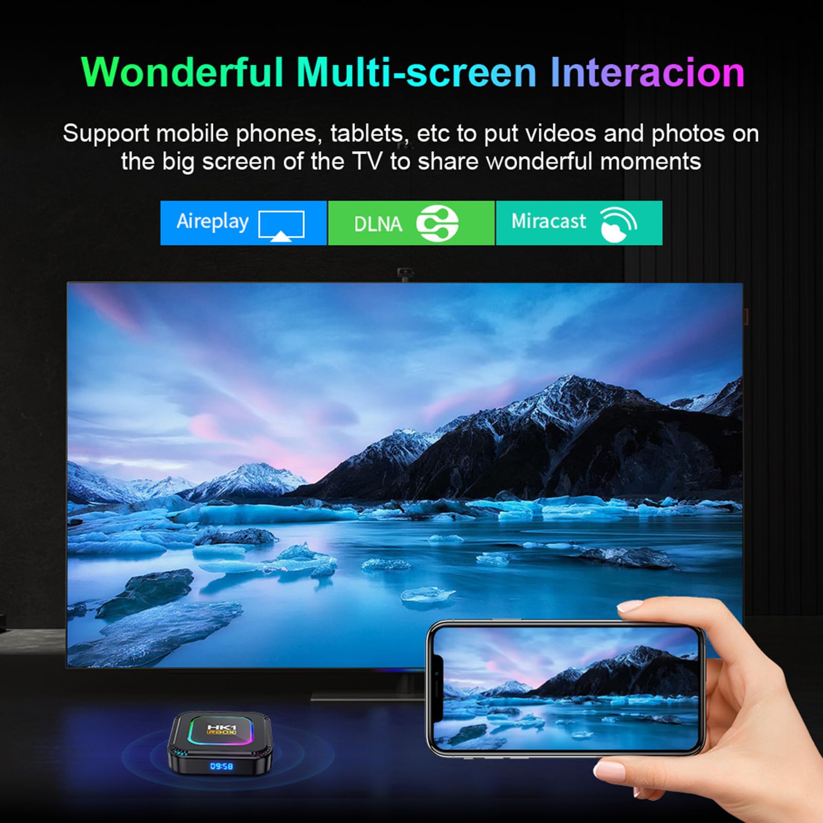 Dispositivo Que Fluye de la Caja de 8K TV, WiFi de Doble Banda 2.4/5G, Bluetooth 5.0 (Enchufe de la UE)