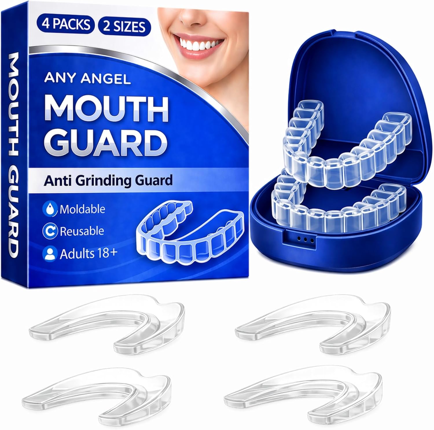 Mouth Guard for Grinding Teeth at Night, Adult Night Guard for Sleep, Anti Grinding Mouthguard, Reusable