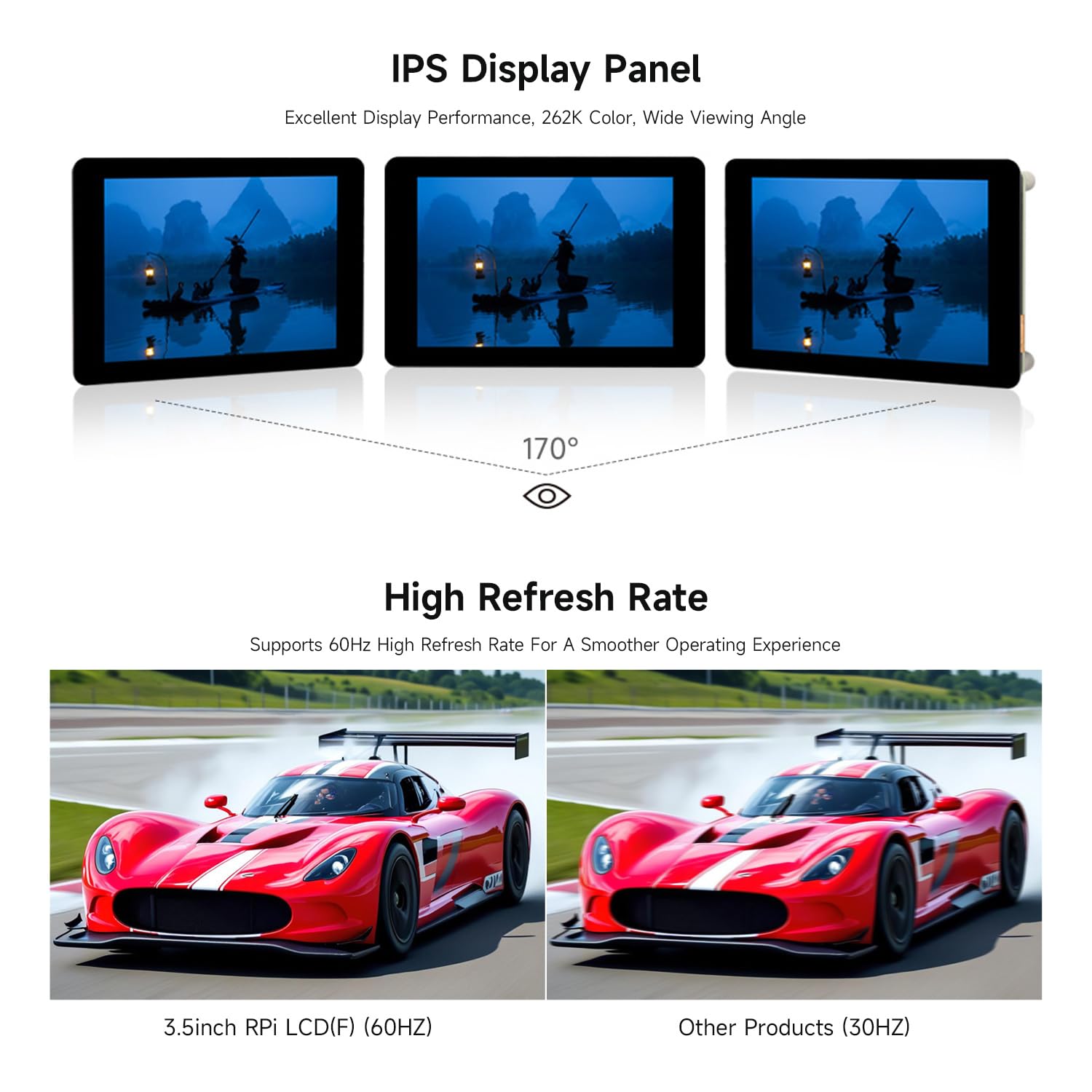 Waveshare 3.5inch Capacitive Touch Display (F) For Raspberry Pi, IPS Panel, 320x480 Resolution, 5-Point Touch, Immersion Gold Process, Toughened Glass Panel