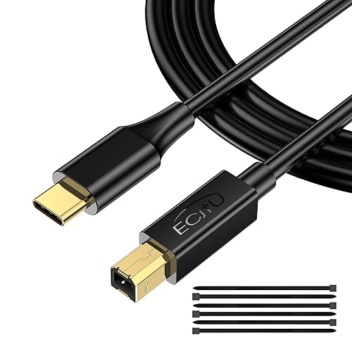 Cable de impresora USB C de 30 pies (paquete de 1), cable de impresora tipo C, USB 2.0 B macho a macho C, cable de repuesto para teclados,
