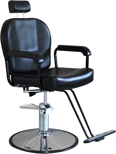 Silla de estilo de salón Silla hidráulica reclinable con reposacabezas movible negro