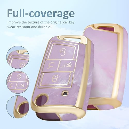 Miniatura 5 de Funda para llavero VW Volkswagen con llavero apto para VW Volkswagen Arteon Atlas Golf Jetta Passat Tiguan Smart Key Case