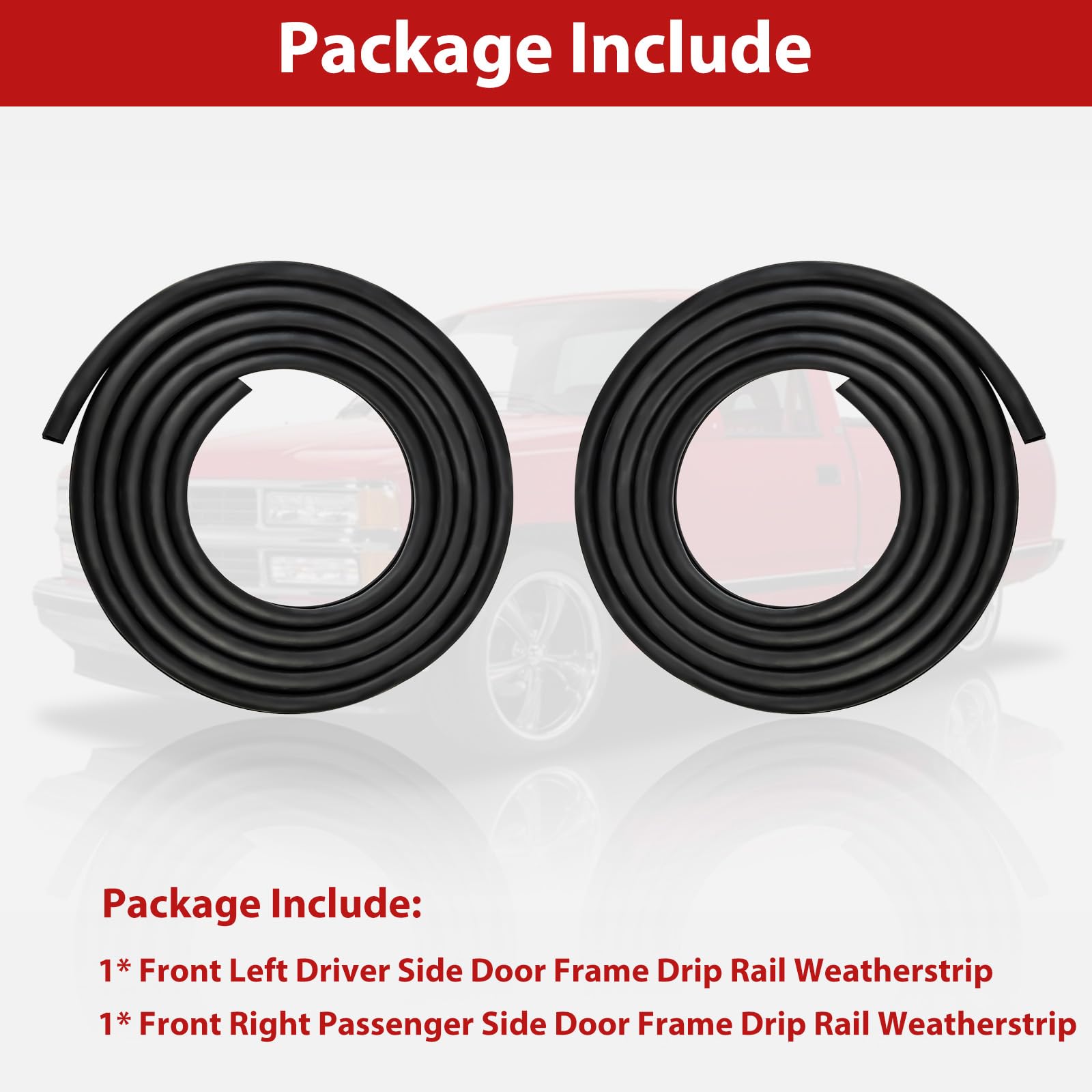 1 para uszczelek do drzwi 1988-2000, kompatybilna z Chevy GMC C1500 C2500 C3500 K1500 K2500 K3500, do Suburban Yukon Blazer Tahoe, gumowa uszczelka wykończeniowa, przednia lewa + prawa strona
