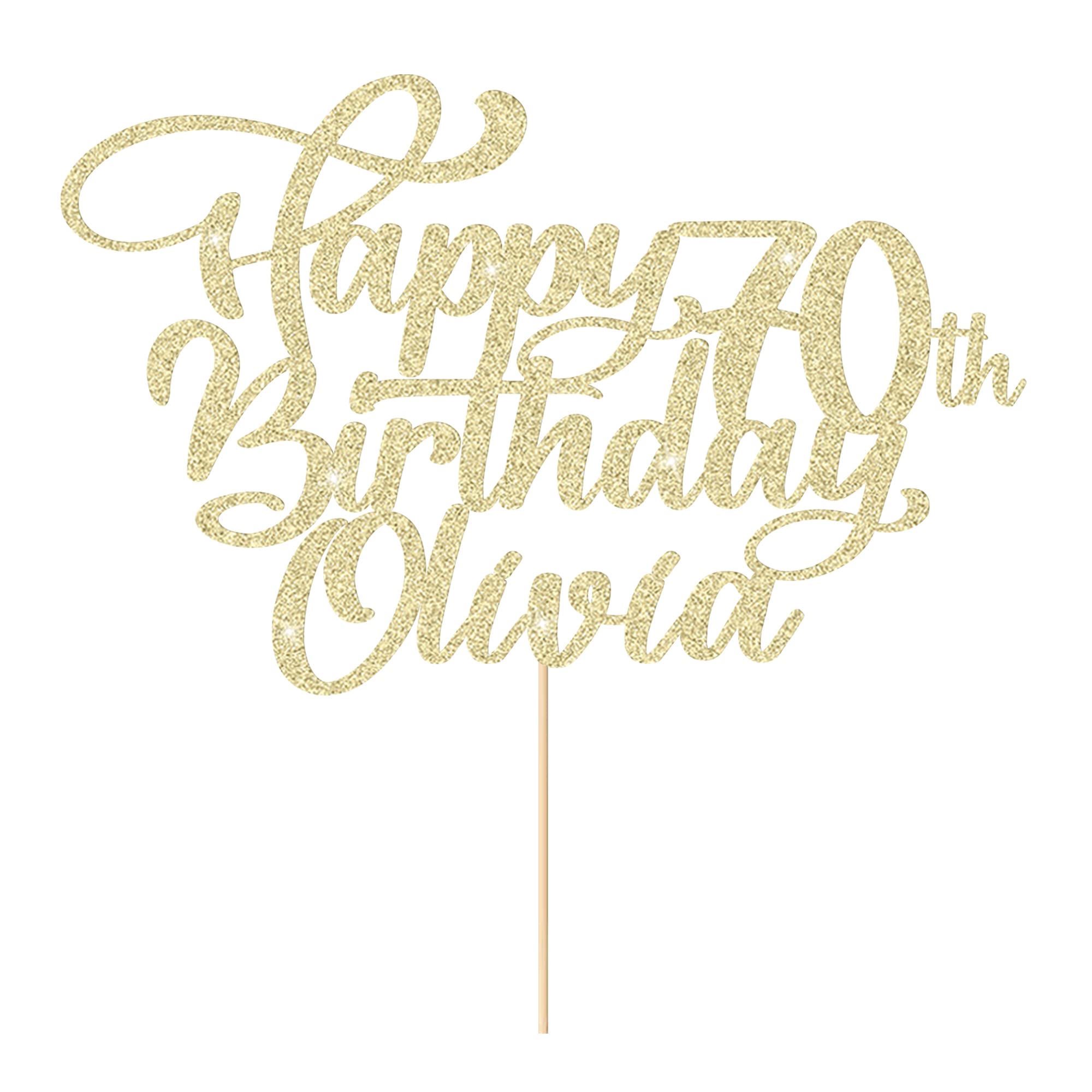 Cake Topper Happy Birthday Cake Topper Personalised Cake Topper Birthday Cake Decoration Customised Any Name Age 1st 10th 16th 18th 20th 21st 30th 40th 50th 60th 70th 80th(Champagne Gold)