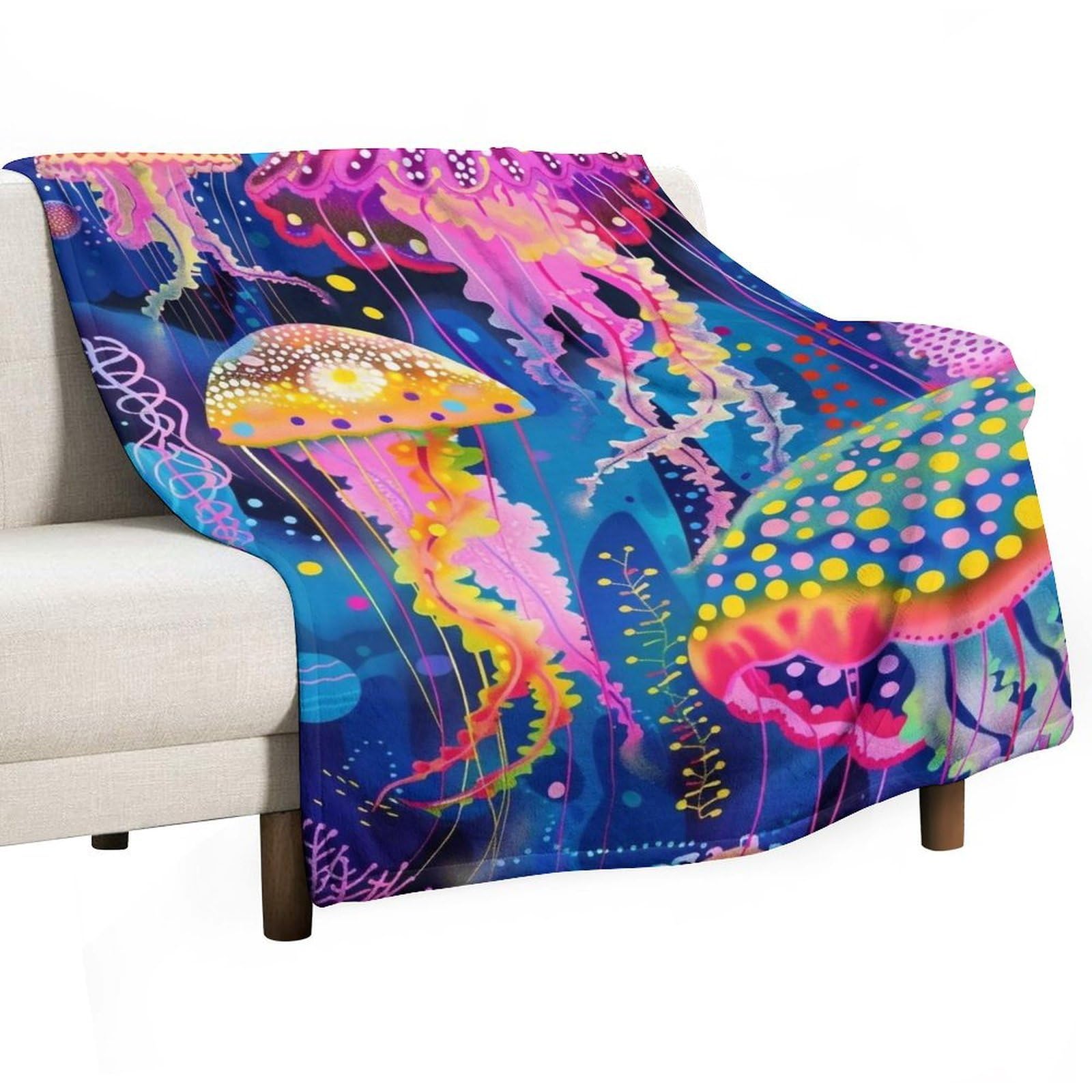 YHGSREUOH Yayoi-Kusama-Jellyfish_01 Flannel Blankets Fleece Soft Throw Lightweight Plush Gifts for Couch, Bed, Cozy Sofa Plush, Chair, Lovers 100x130cm(40x50in)