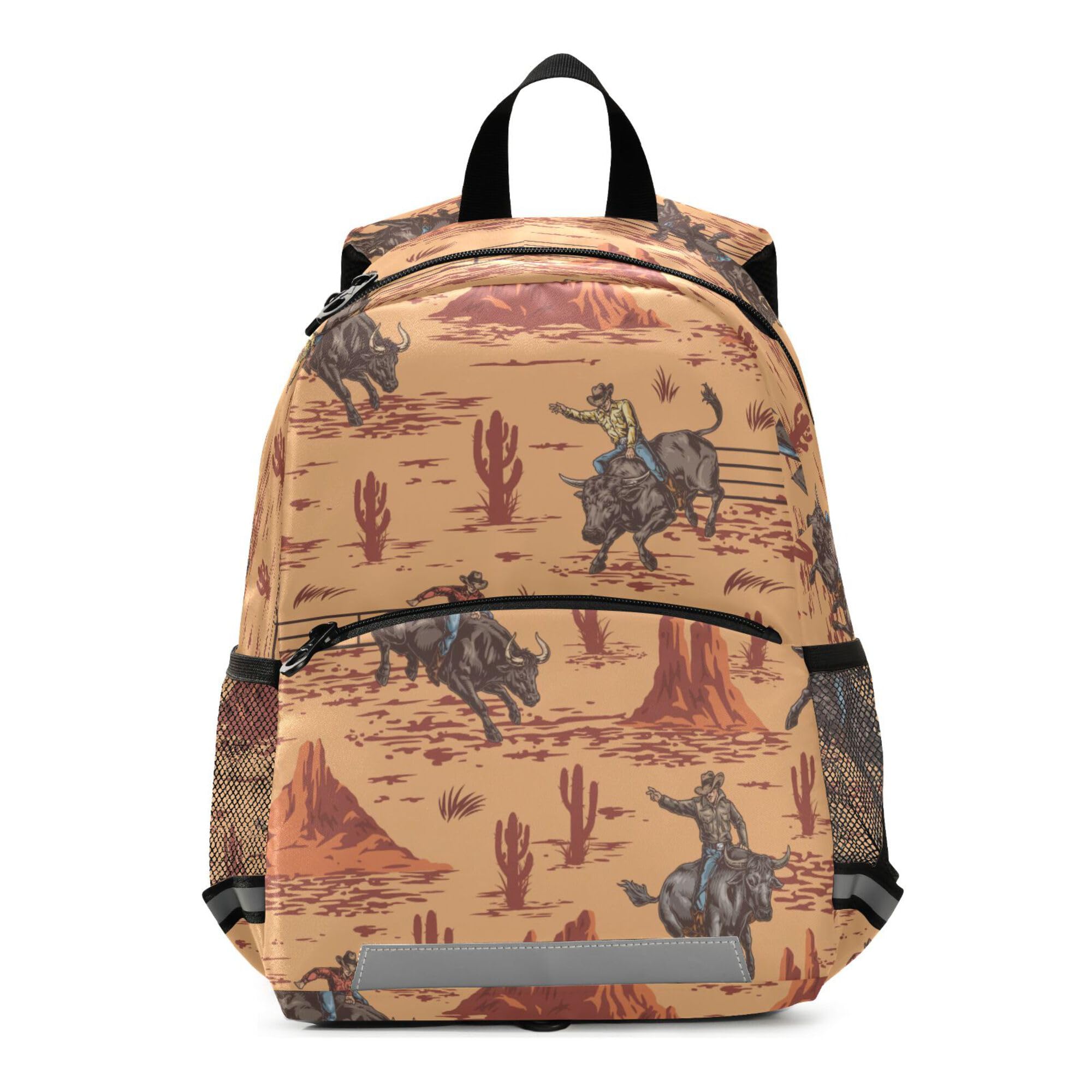 Fisyme Western Cowboy Bulls Backpack Schoolbag Kids Daypack Toddler Travel School Bag Small Backpacks for Kindergarten Preschool Nursery Boys Girl
