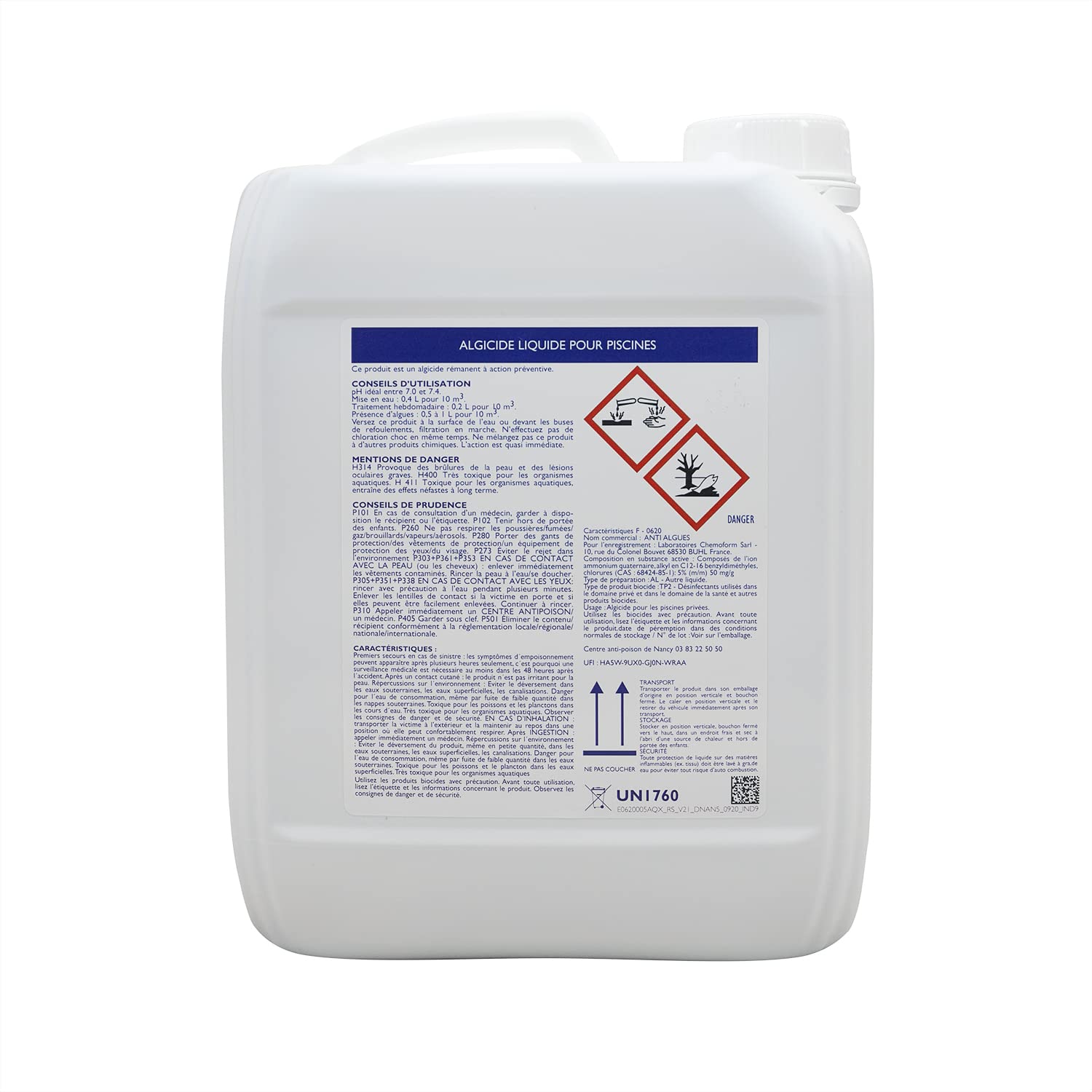 EDG by AQUALUX Anti-ALGUES PRÉVENTIF Liquide - 5L | Anti Algues Préventif + 10 Tests HPS OFFERTS 6 en 1