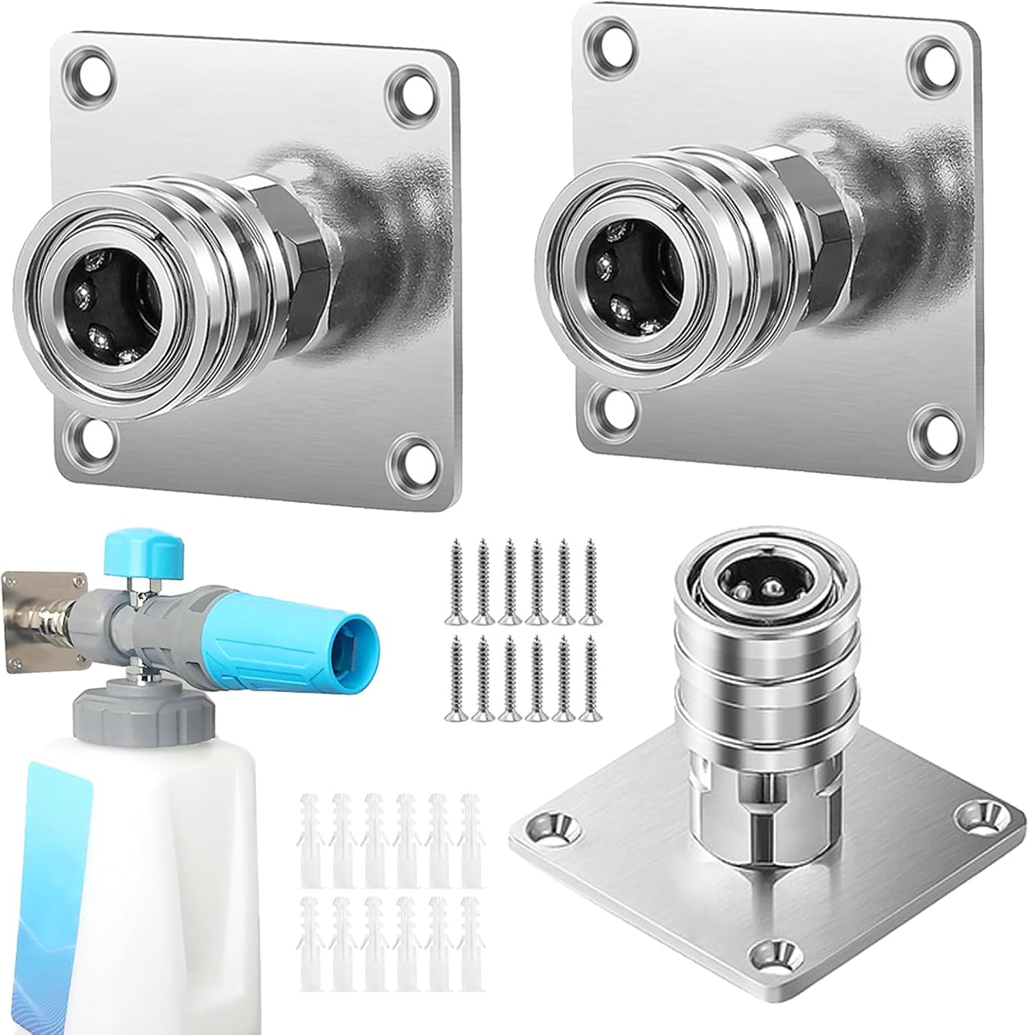 Tefola Pressure Washer Foam Cannon Holder, Stainless Steel Pressure Washer Nozzle Tip Holder 1/4" Quick Connect Foam Cannon Mount Pressure Washer Accessories Storage Rack (3 Pack)