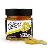Collins Lemon Twist in Syrup, Popular Cocktail Garnishes for Drinks, Skinny Margaritas, Martinis, Lemon Drops, Whiskey Sours, Old Fashioned, Mocktails, Perfect for Desserts, Baking Supplies, 10.9 oz