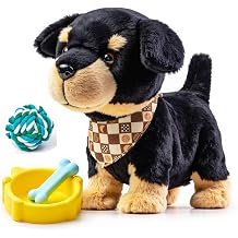 OR OR TU Electronic Interactive Walking Barking Toy Dog, Voice Command Control Plush Robot Dog, Singing, Tail Wagging, Sitting, Realistic Stuffed Animal Puppy Toys for Kids Ages 2 3 4+
