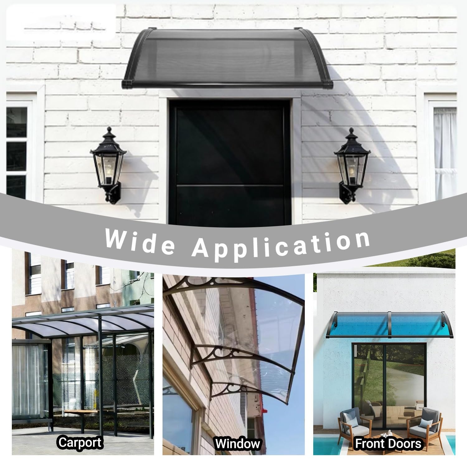 Ning per porte d'ingresso per porte esterne porta anteriore patio UV / pioggia / ow proteggere forte e esterno ning per portico/patio/terrazza (C 99 x 401 cm)