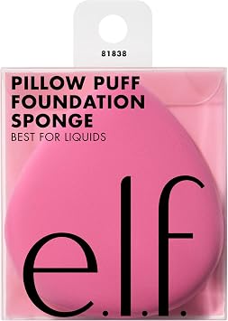 e.l.f. Pillow Puff Foundation Sponge, Bouncy, Ultra-Soft Foam Makeup Sponge for Liquid Foundation, Creates an Airbrushed Finish, Vegan & Cruelty-Free