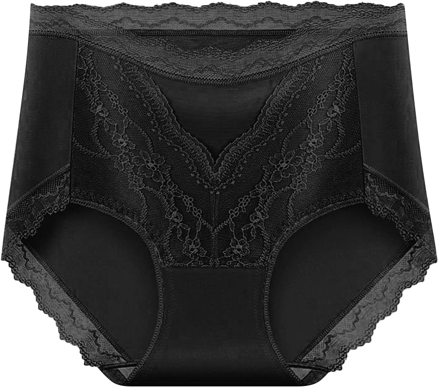 Lace Briefs for Women No Show Cotton High Waisted Underwear Full Coverage Panties Breathable Comfortable Underpants