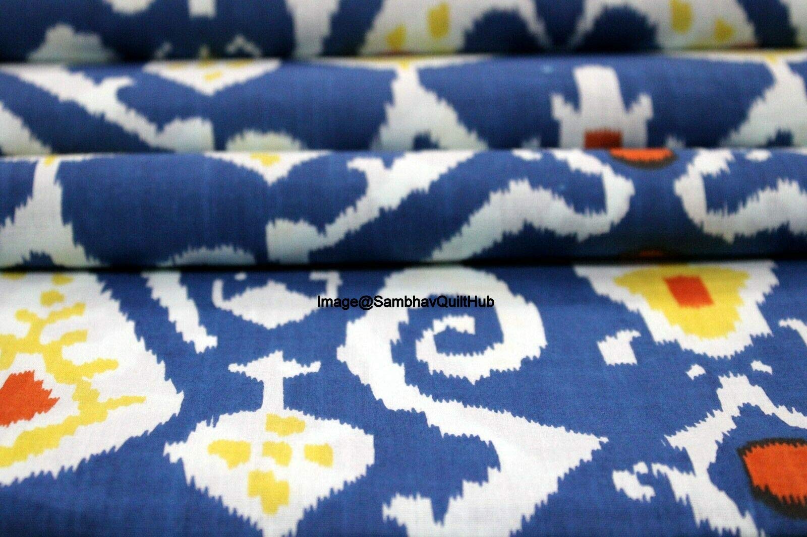 Multi Ikat Voile-Handblock-Stoff für floralen Ekat-Druck, Baumwolle, Nähen, Basteln, Schneidern, Laufen, natürliche Farbe, Sanganeri, indischer Blumendruckstoff, Meterware, Breite
