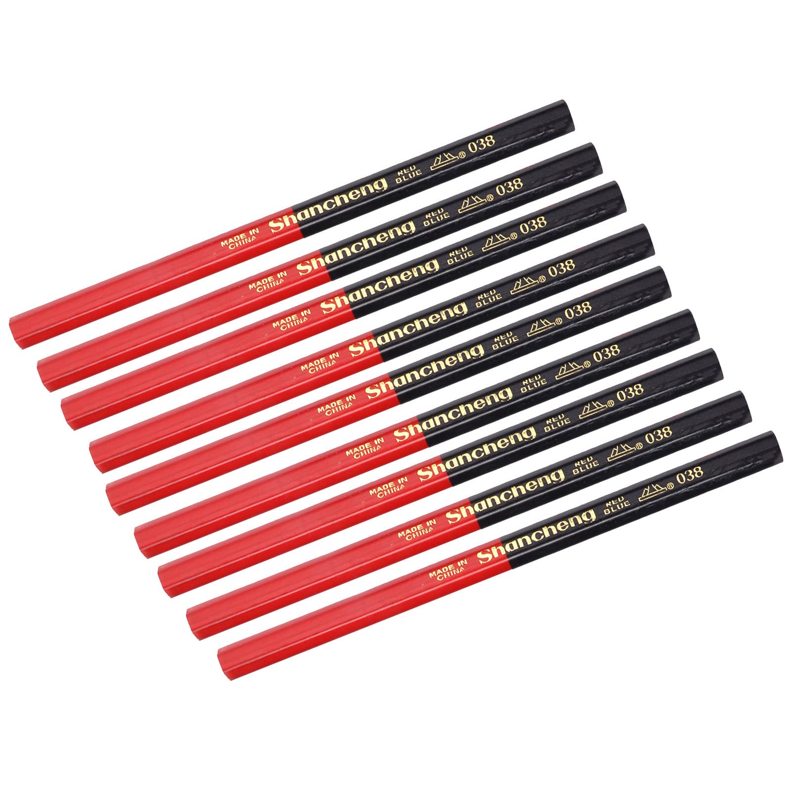 Hilitand 9Pcs Red and Blue Carpenters Pencils Set, 2‑Core Hex 2‑Head Woodworking Mark Pen for Wood, Ceramic Tile, Metal, Glass, Leather, Plastic — Amazon image 9