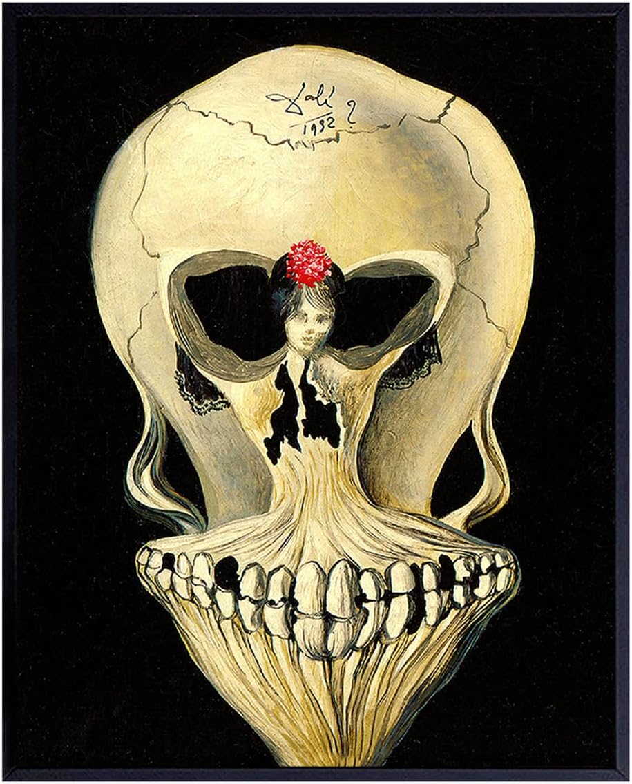Salvador Dali Skull Wall Art & Decor - Aesthetic Room Decor - Gallery Wall Art - Goth Gothic Home Decor - Salvador Dali Prints - Creepy Hipster Surrealism Wall Art - Museum Poster - Optical Illusion