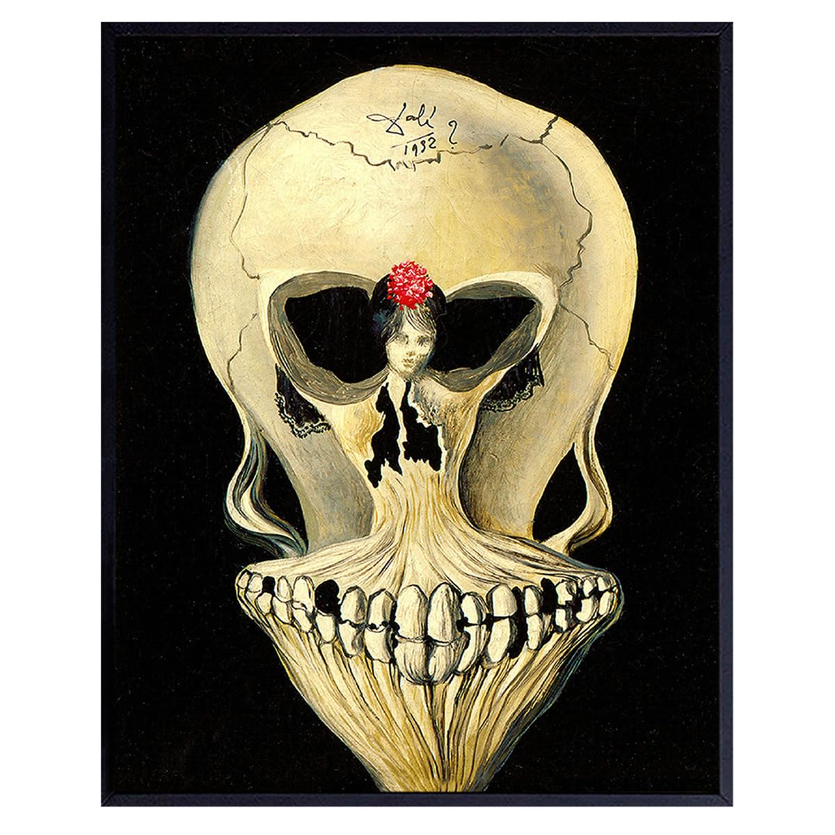 Salvador Dali Skull Wall Art & Decor - Aesthetic Room Decor - Gallery Wall Art - Goth Gothic Home Decor - Salvador Dali Prints - Creepy Hipster Surrealism Wall Art - Museum Poster - Optical Illusion