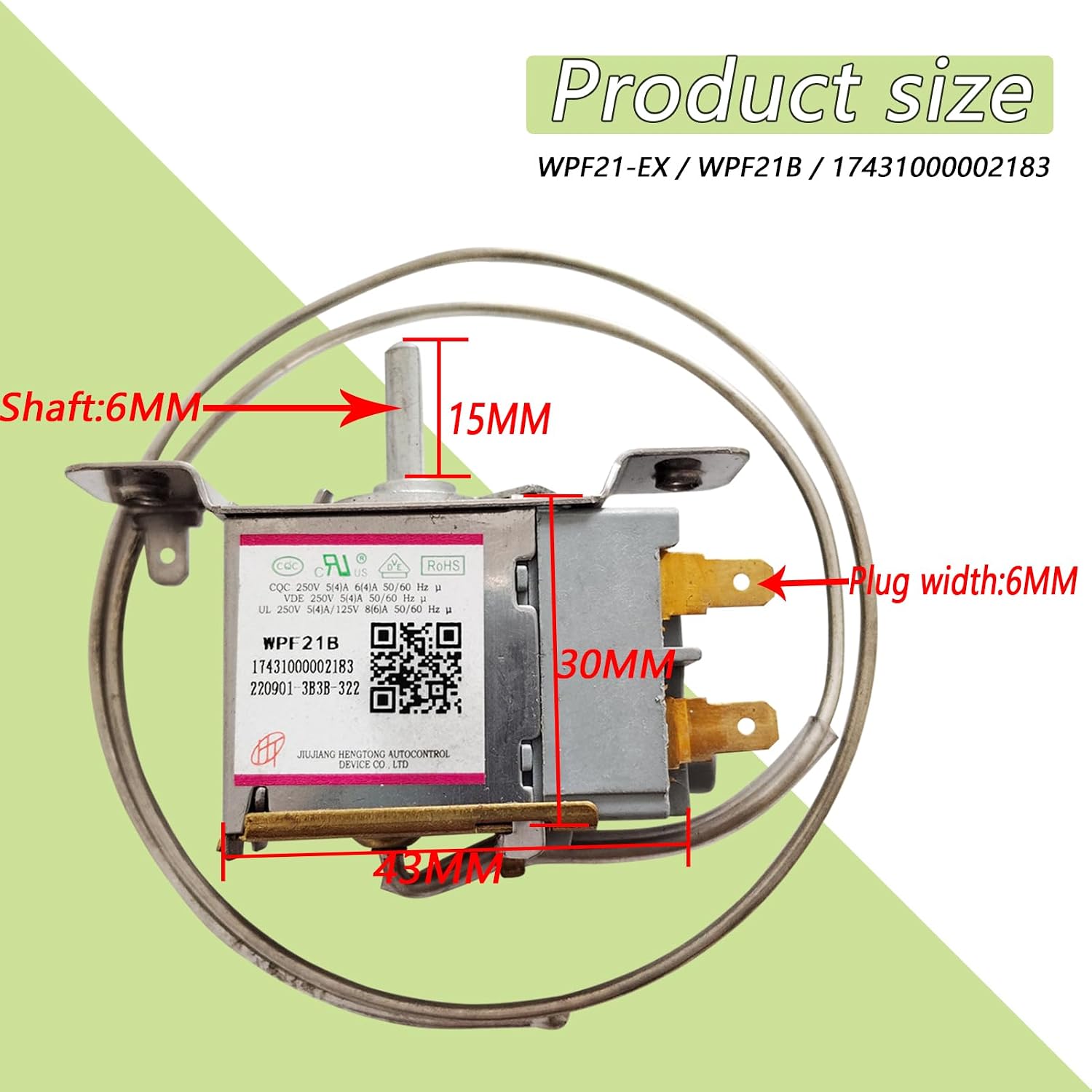 Fridge Freezer Thermostat Refrigerator Cold Temperature Control Universal WPF21-EX WPF21EX WPF21B 17431000002183 2 Pins Probe 50cm Refrigerator Accessories