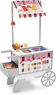 Melissa & Doug Snacks & Sweets Food Cart - Pretend Play Wooden Shop With Toy Food, Large Playset, Accessories, 3+, Gift for Boy or Girl