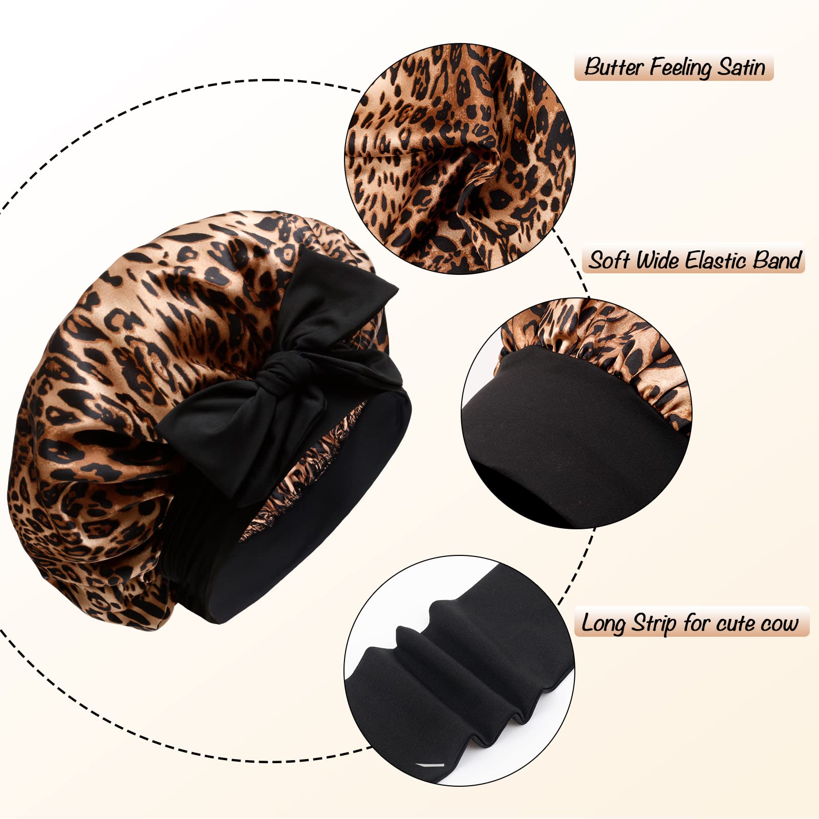 Seidige Satin-Haarhaube, Nachtmütze, Haarabdeckung für schwarze Frauen, Haarpflege mit weichem, dehnbarem Band – Jumbo-Satin-Schlafmütze