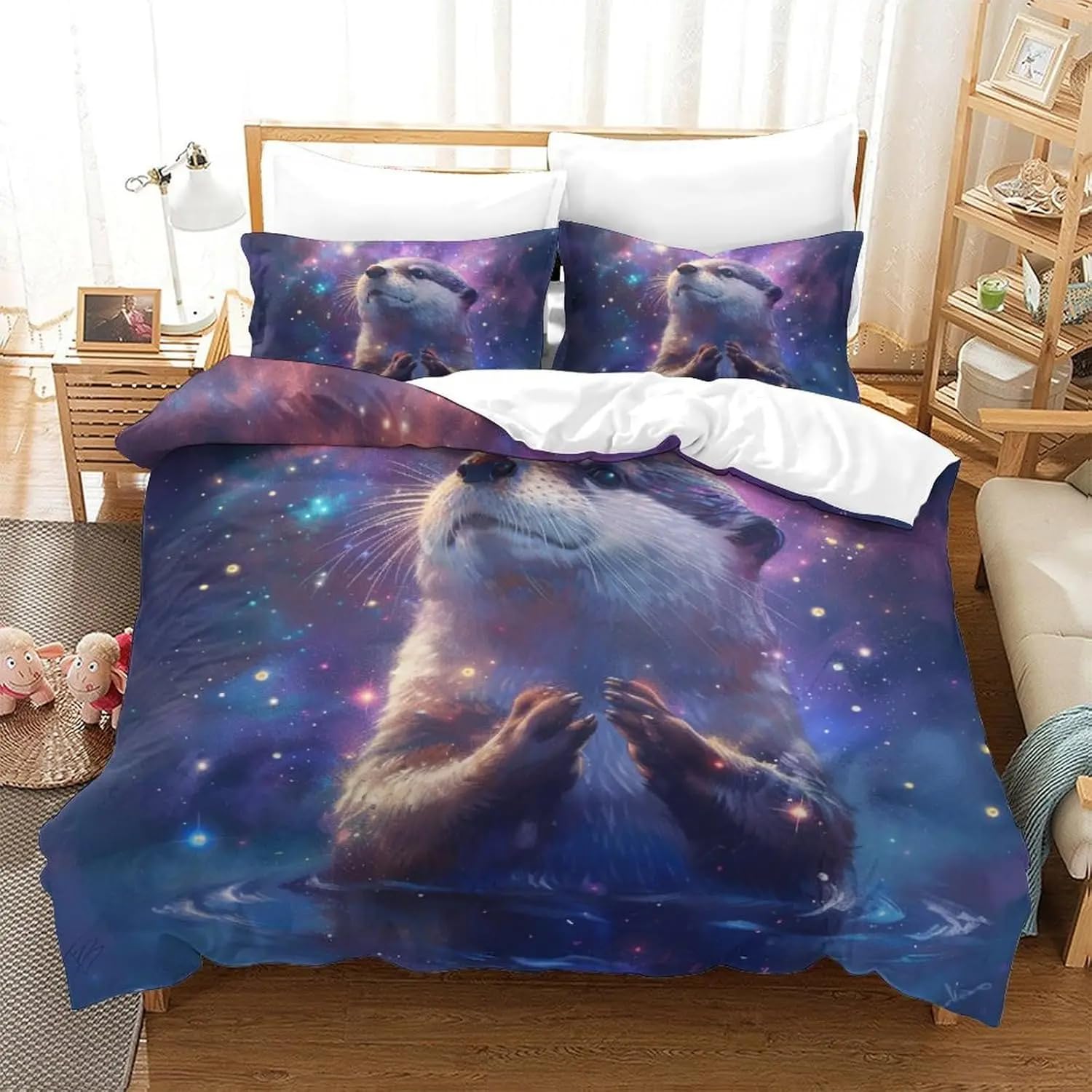Housse de couette loutre douce et respirante grand lit adulte 260