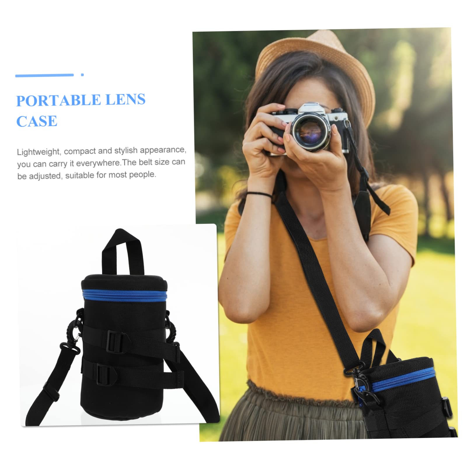 Homoyoyo Bolsa Protectora para Lentes de Cámara, Resistente a Golpes E, Compacta, de Poliéster, Cinturón Ajustable