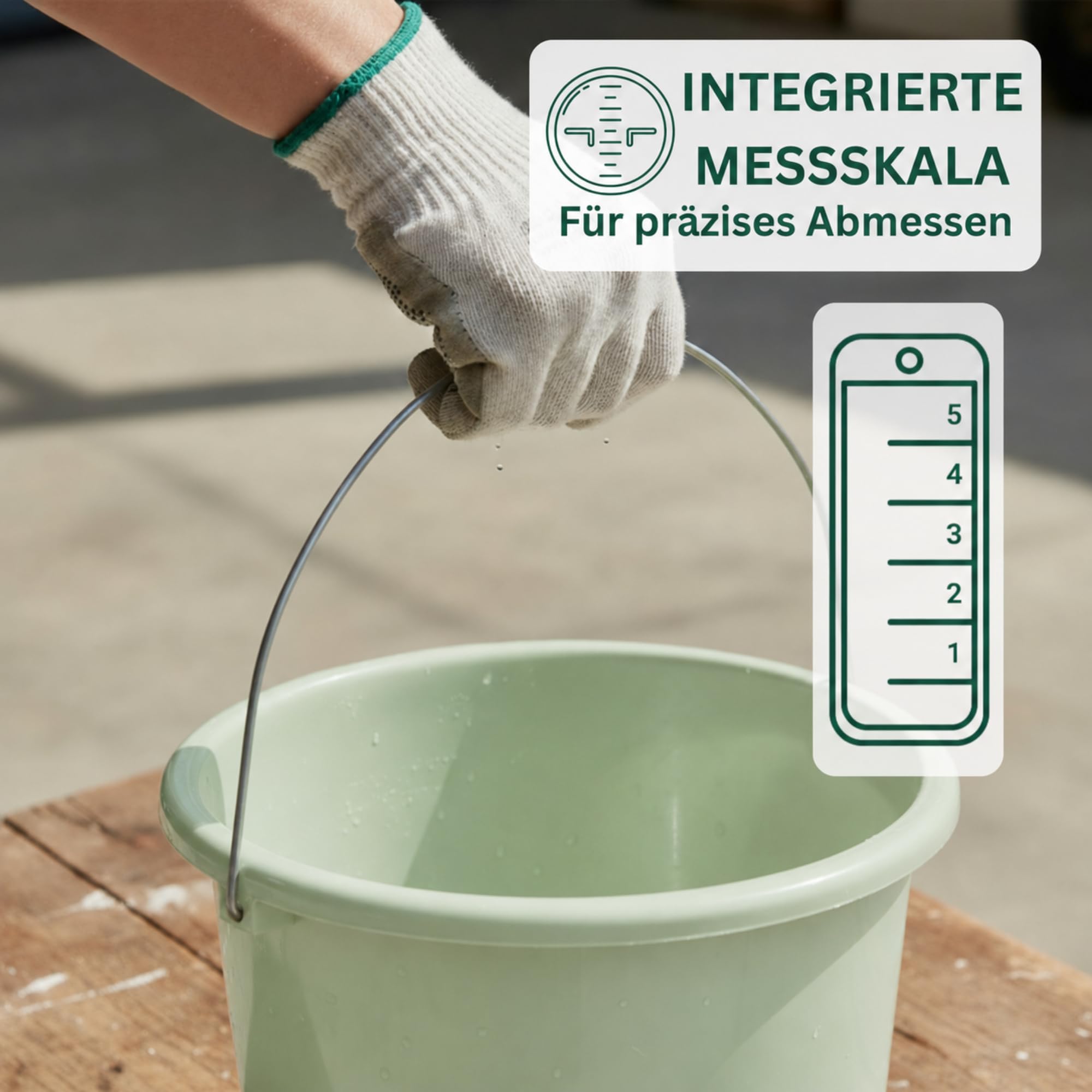 Novaliv 20 Stück Eimer 5L Grün mit Maßeinteilung Putzeimer Liter 22,5 cm Praktischer Allrounder mit Skala für Haushalt Garten ideal als Haushaltseimer, Wassereimer, Wischeimer, Bucket