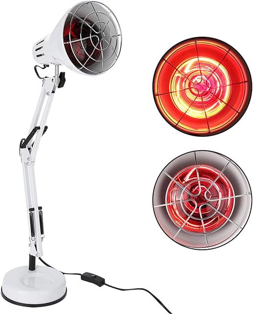 Infrared Light Heating Floor Stand Lamp Heating Lamp Folding Infrared Therapy Lamp for Thermotherapy Muscle Pain Relief Accupuncture Beauty Treatment Dimmable Heat with Base, 150w UK Plug 250V