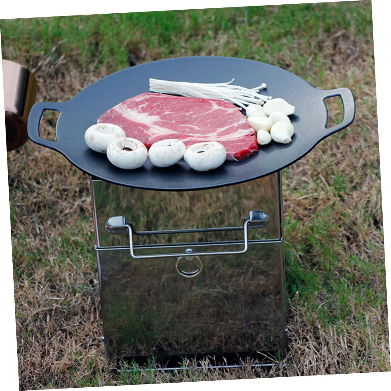 Plancha de Barbacoa de Hierro Antiadherente para Exteriores Bandeja Multiusos para Parrilla para Camping y Cocina