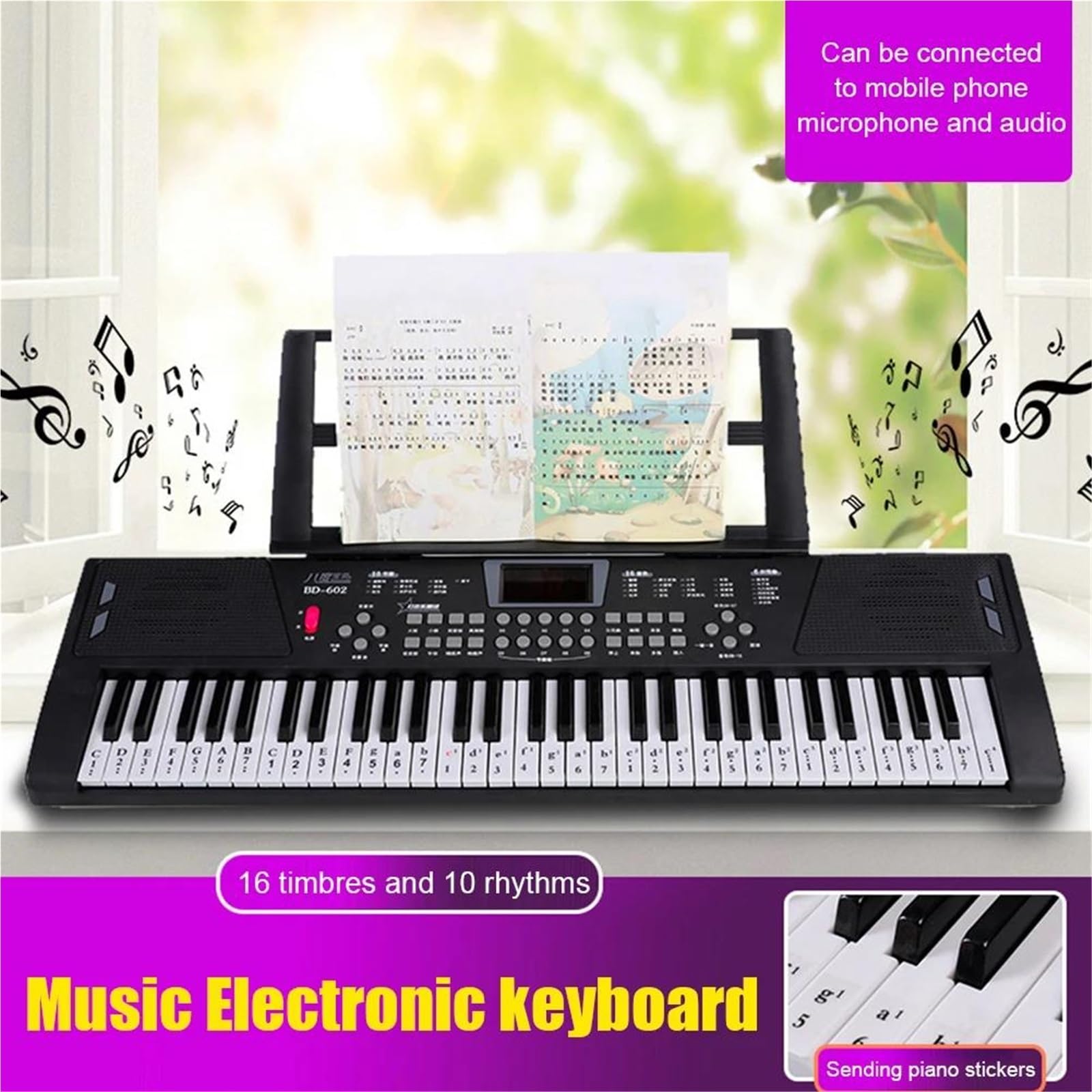 Profesjonalne Pianino Elektroniczne 61 Klawiszowa Cyfrowa Klawiatura Muzyczna USB Z Wbudowanymi Dwoma Głośnikami Pianino Elektroniczne