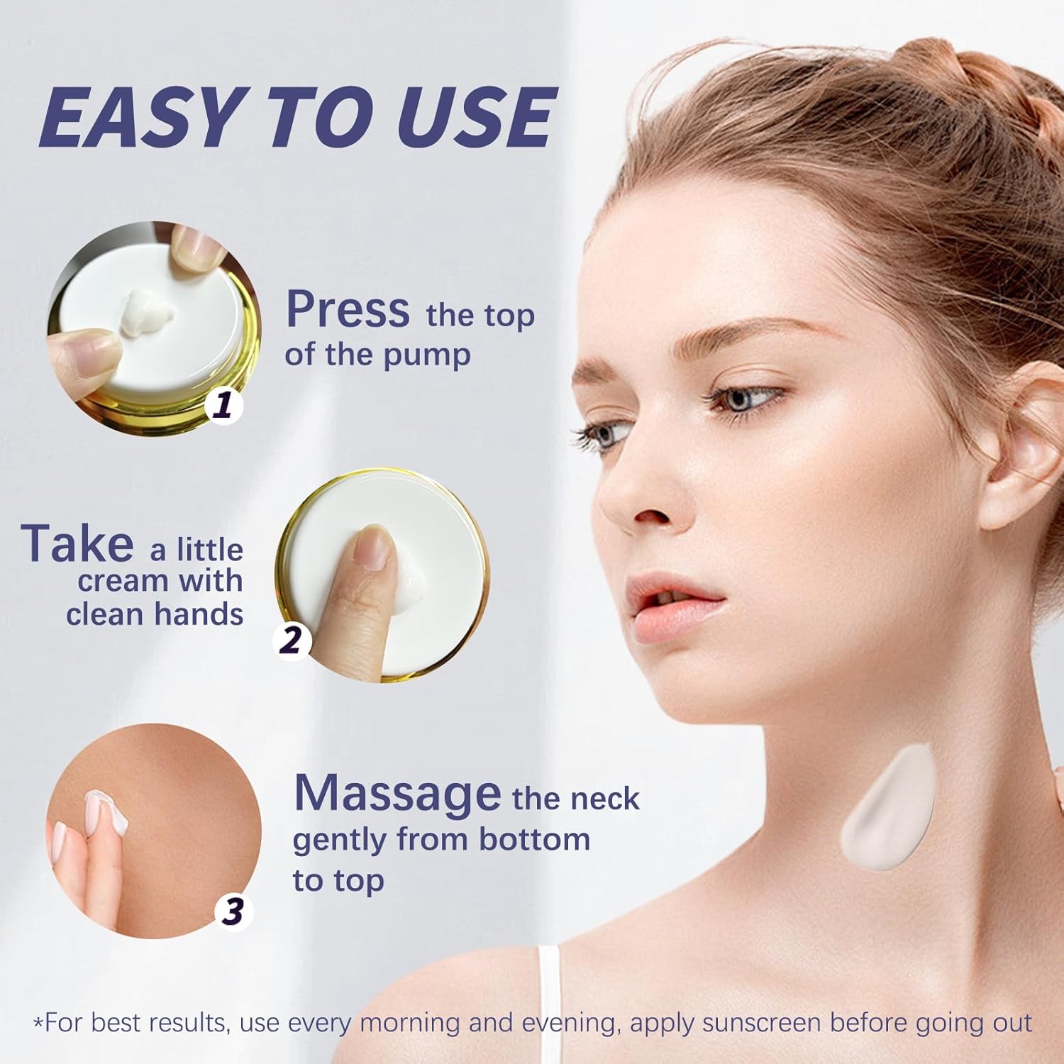 Unes Neck Firming Cream for Women & Men, Day & Night Face Moisturizer Cream for Hydration and Anti-Aging, Deep Tighten and Lift Neck with Retinol & Collagen(1.86 oz) - Image 6