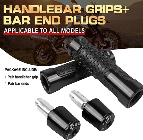 Miniatura 2 de Agarres universales para manillar de motocicleta, 78 pulgadas, 0.866 in, pesos de extremo de barra compatibles con Ninja 400 650 1000 KLR 650 Z900